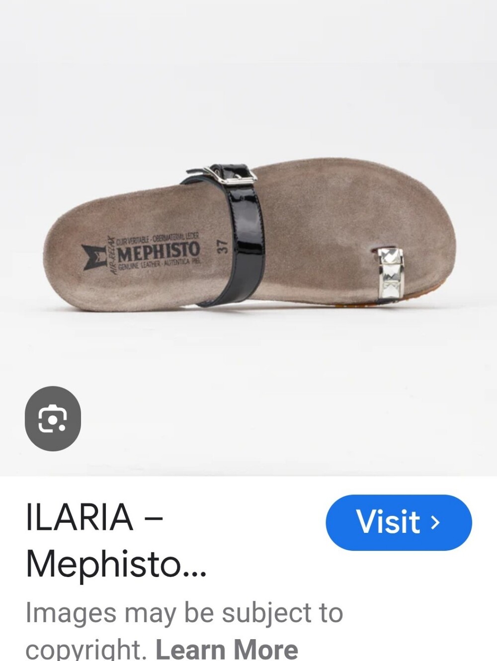 Mephisto Black Patent Leather Slide Sandal